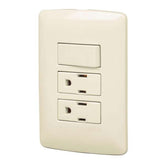 Interruptor + tomacorrente doble crema lnea talana volteck